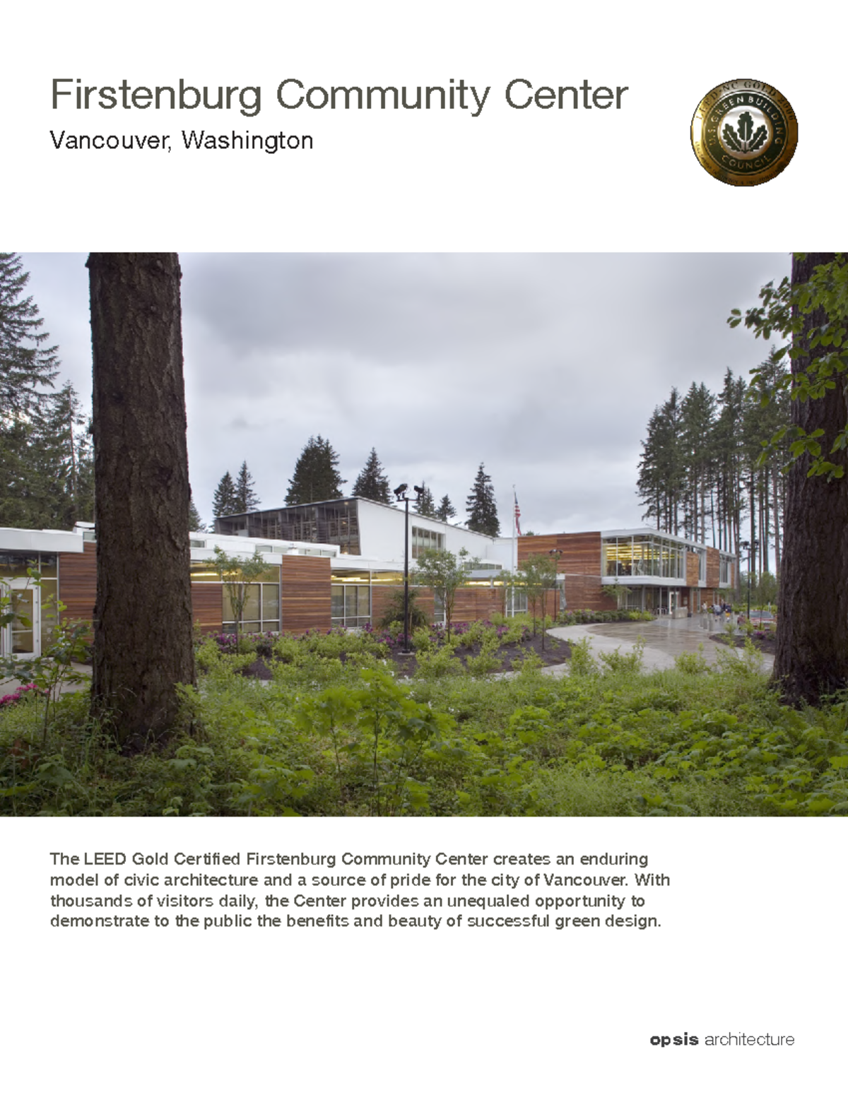 Firstenburg Community Center Case Study: LEED Gold Insights - Studocu