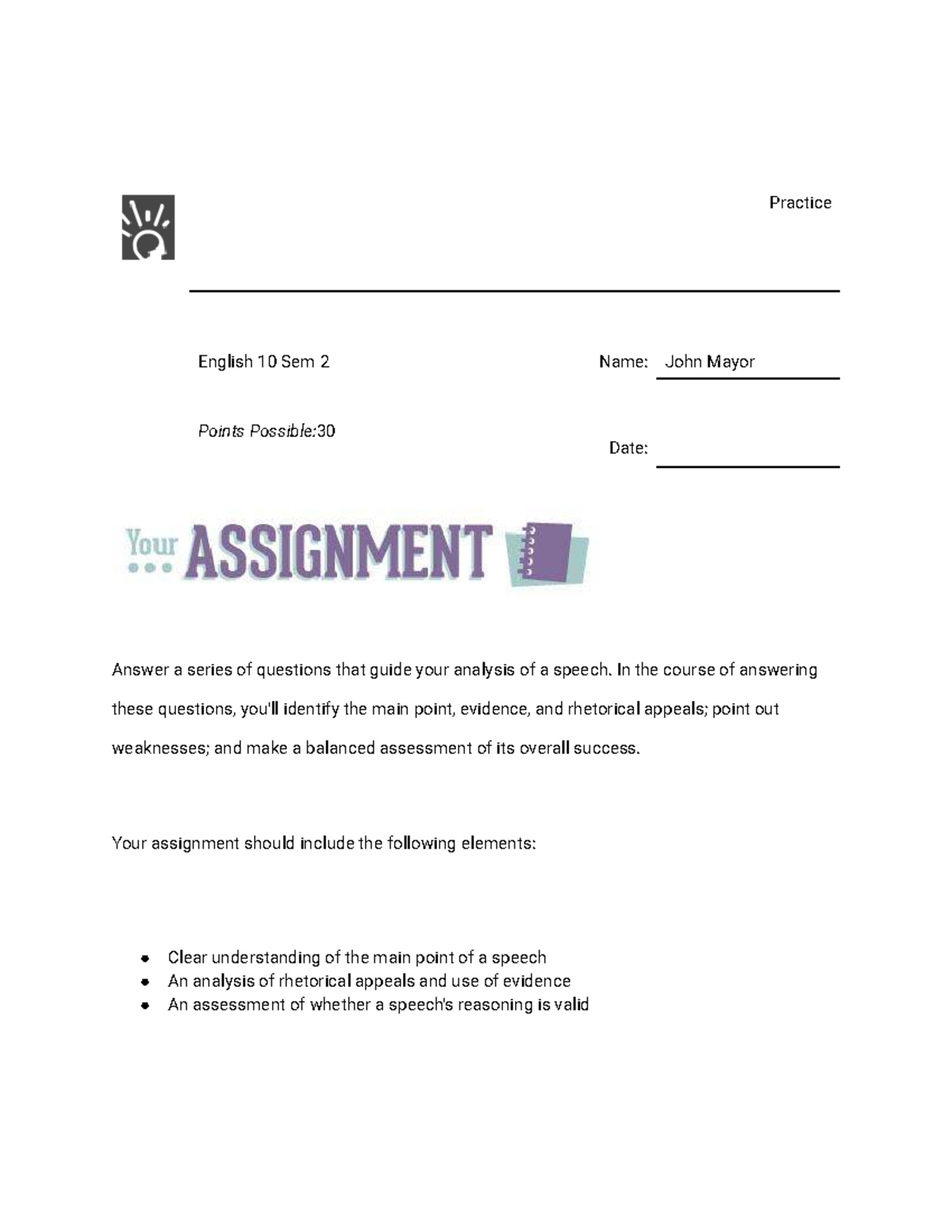 Untitled document - English practice assignment - Practice English 10 ...