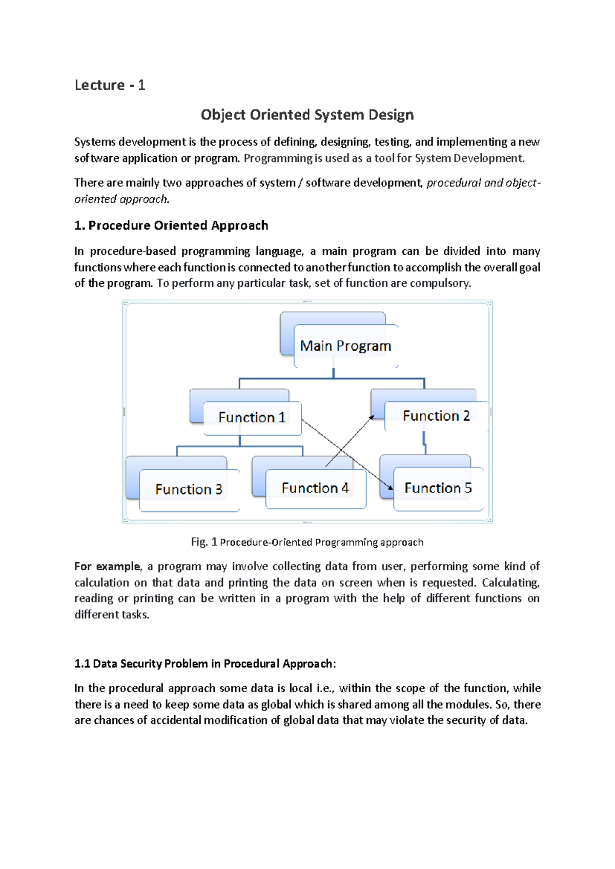 Unit-1 Content - this is notes if unit 1 - Lecture - 1 Object Oriented ...