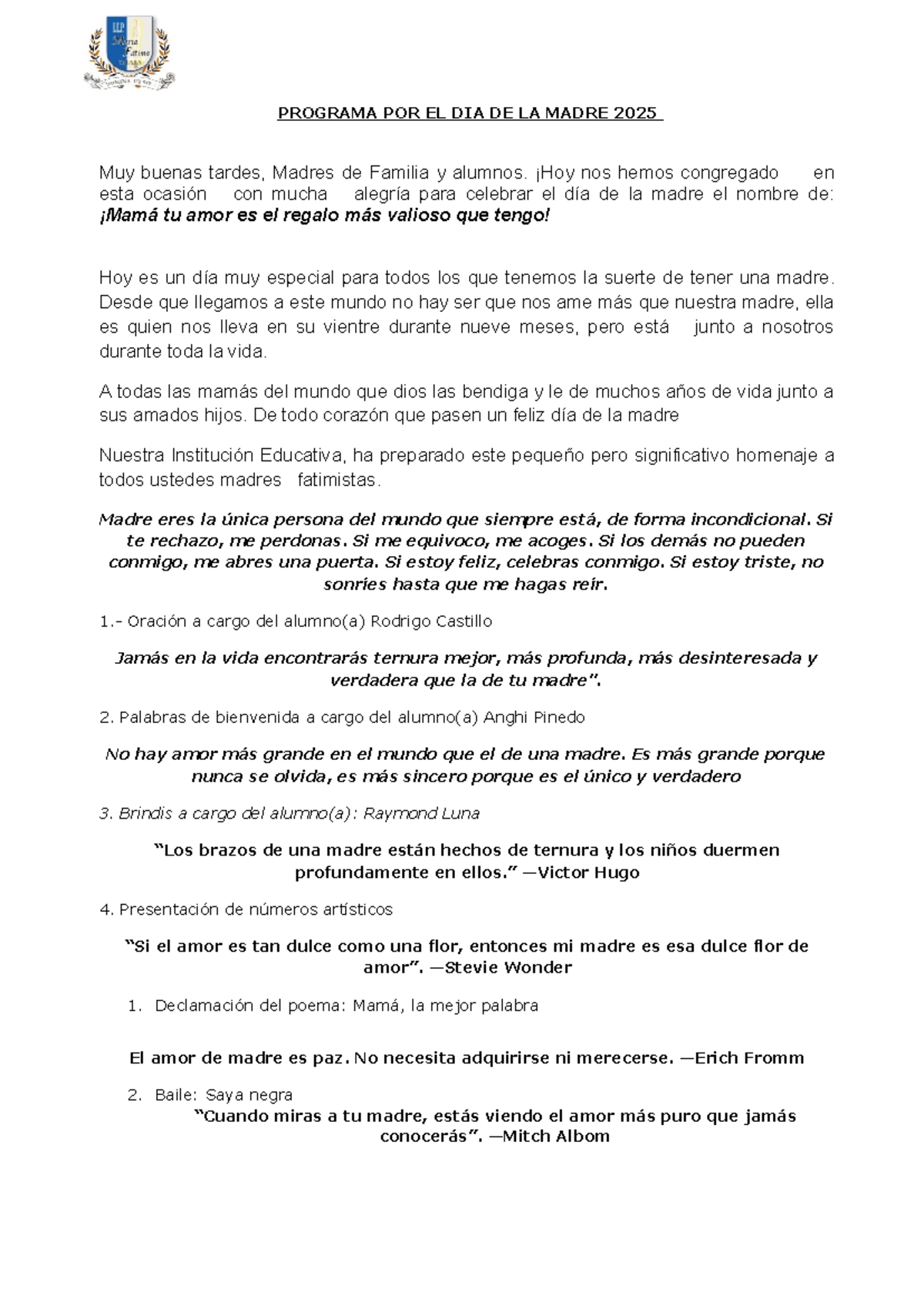 Programa Especial para el Día de la Madre 2025: Celebración y Homenaje ...