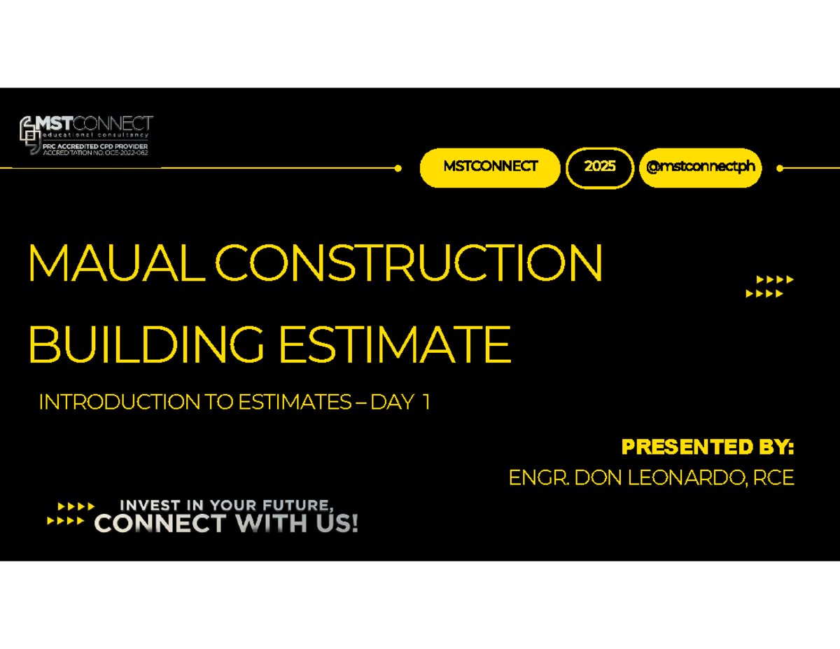 MSTCONNECT 2025 Day 1: Intro to Cost Estimates & Building Estimation - Document Preview