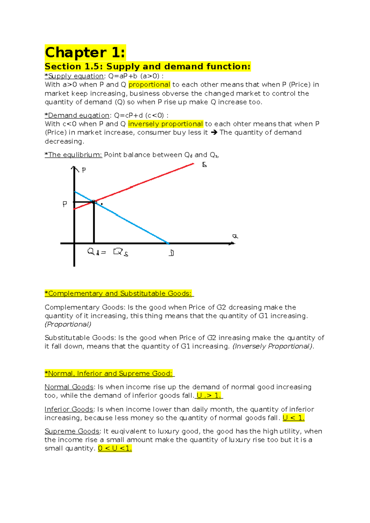 Advanced Math: Supply, Demand, and Economic Functions (Chapters 1-9 ...