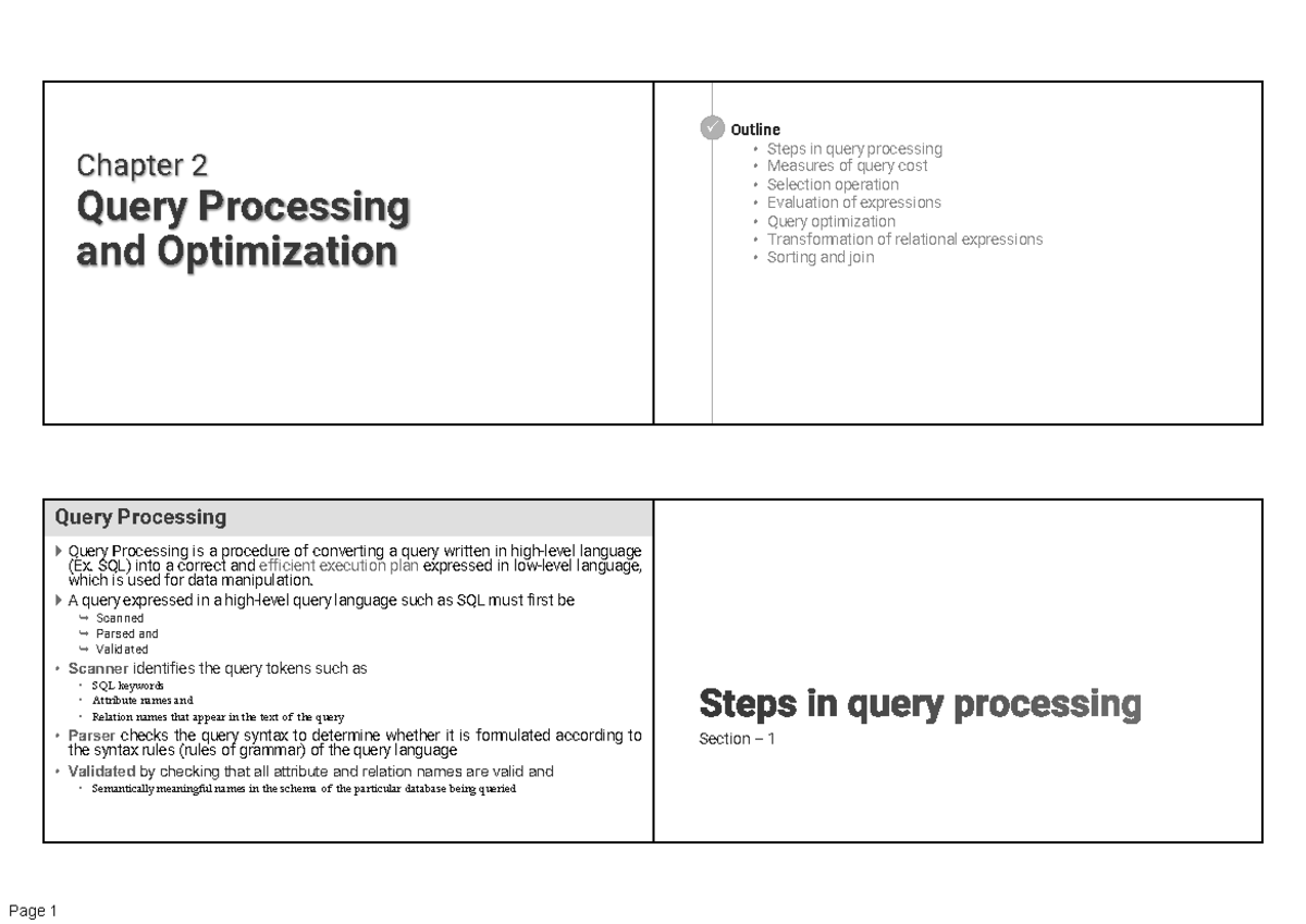 Query Processing and Optimization in Database Management Systems (GTU ...