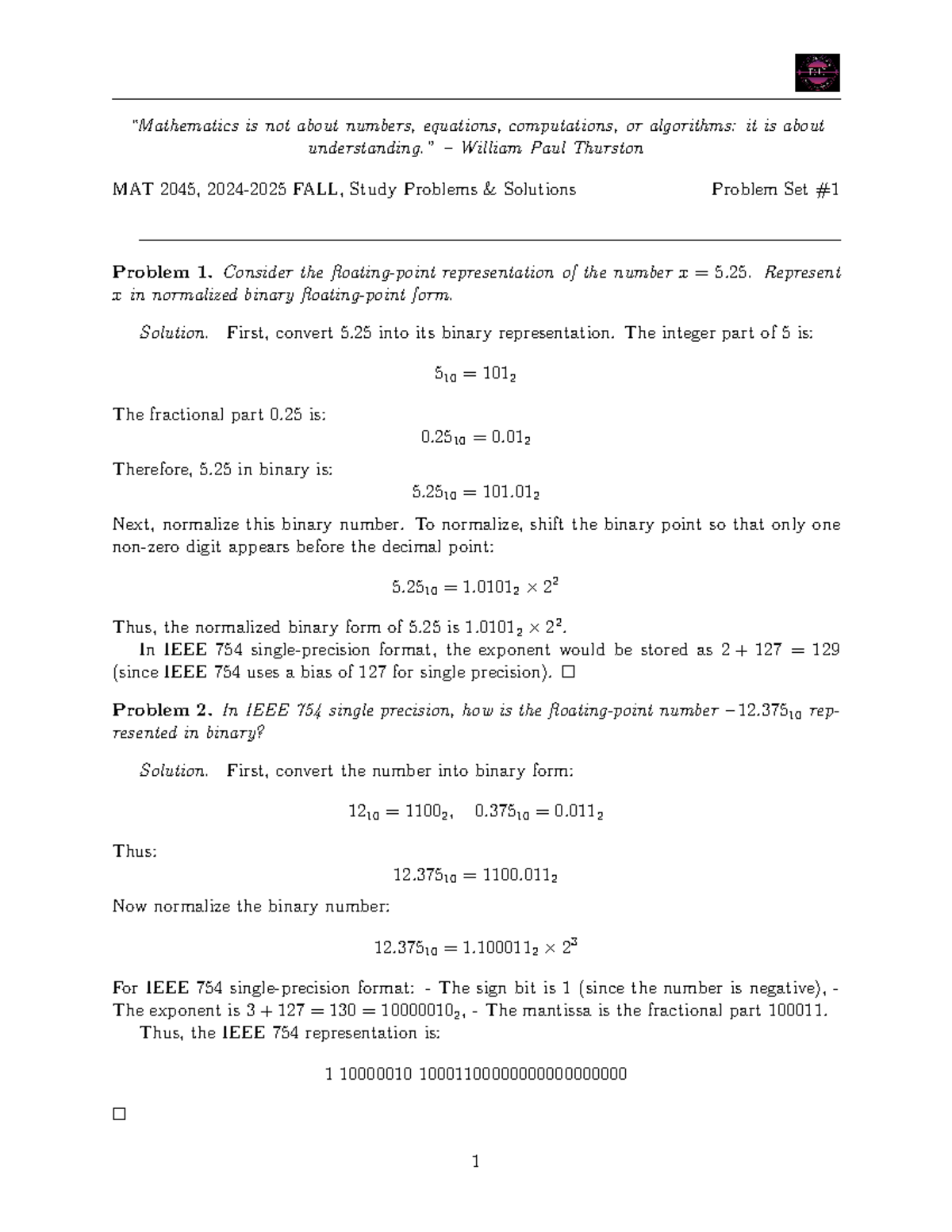 Self Study Problems with Solutions 1 - “Mathematics is not about ...