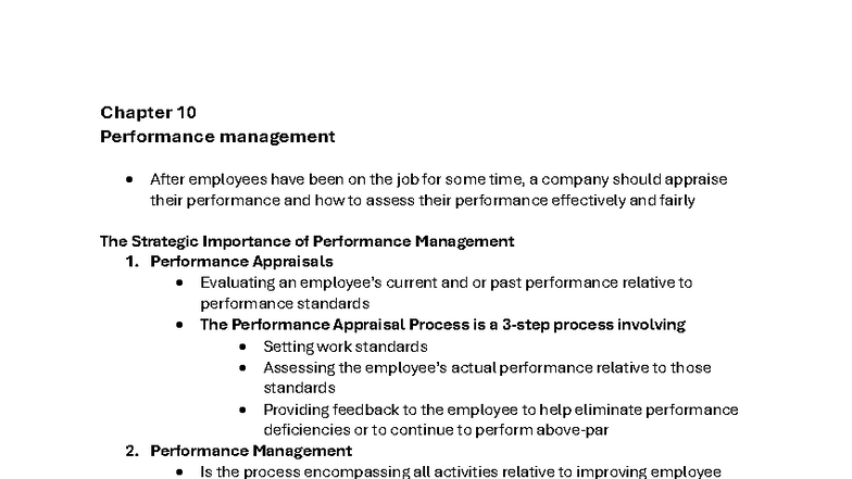 Chapter 10 - Performance Management in Human Resources - Studocu