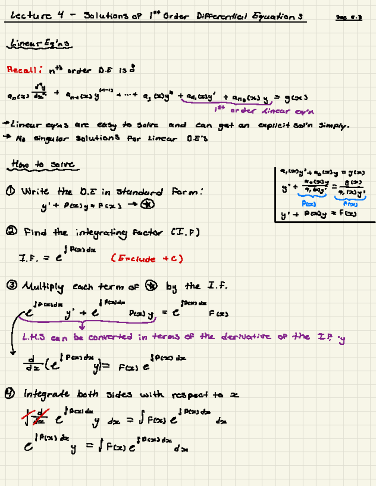 Lecture 4.1 Solutions of 1st Order ODEs - Differential Equations - Studocu