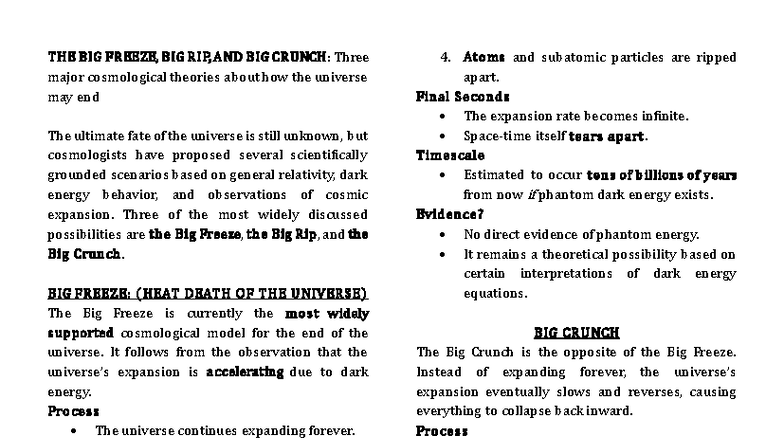 Cosmological Theories: Big Freeze, Big Rip, and Big Crunch Explained ...