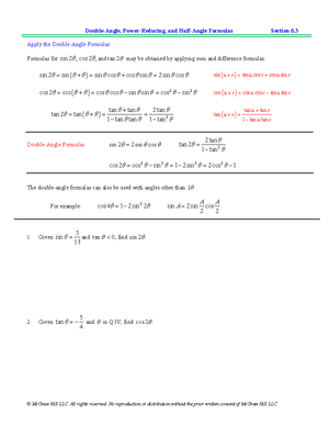 Sum and Difference Formulas in Trigonometry - Section 6.2 - Sum and ...