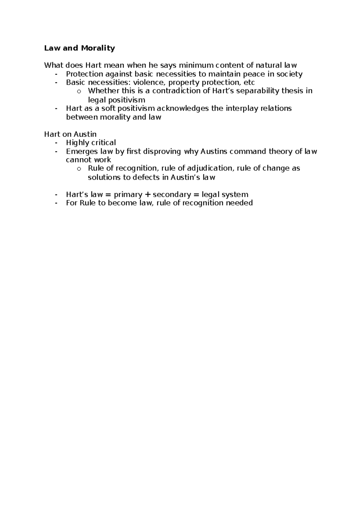 Hart - My notes and some thoughts about Hart's basic concept of law ...