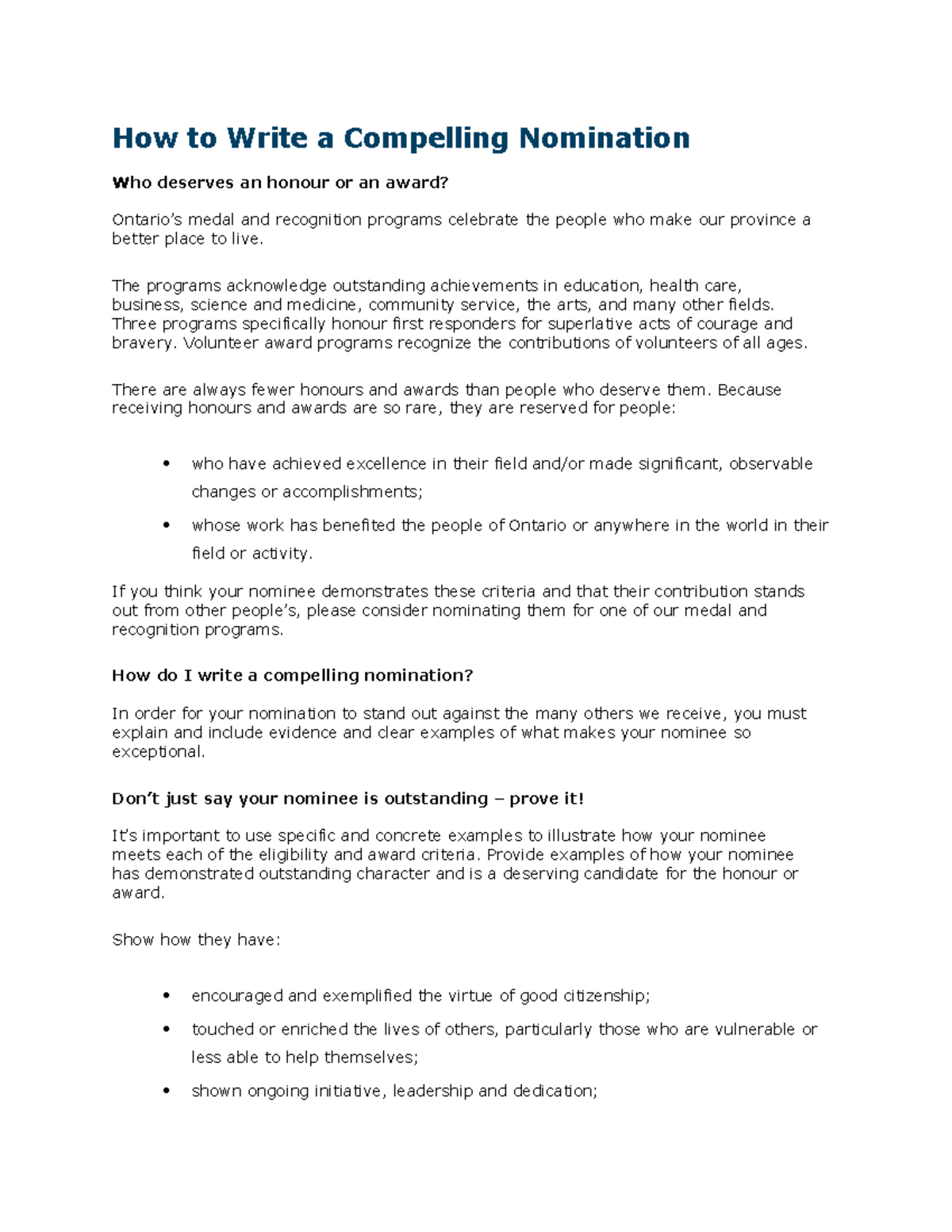 Creating a Compelling Nomination: A Step-by-Step Guide - Studocu