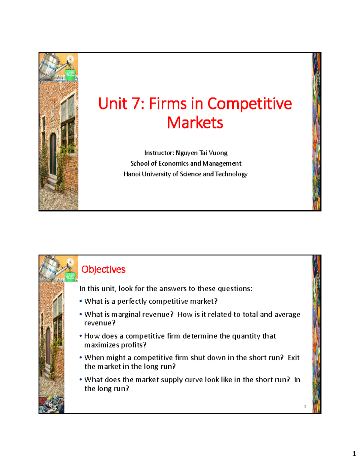 Unit 7: Firms in Competitive Markets - Key Concepts and Analysis - Studocu