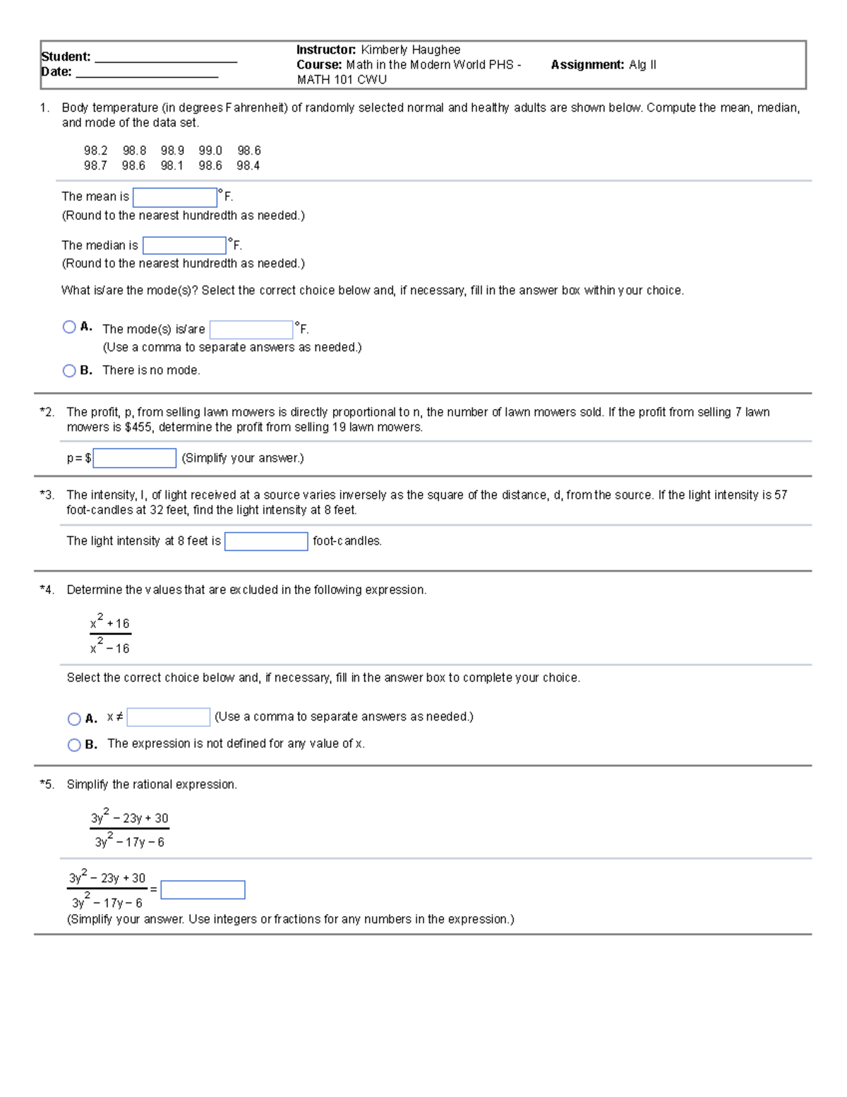 PHS MATH 101 CWU: Topics 8, 9, 10 Review for Final Exam - Studocu