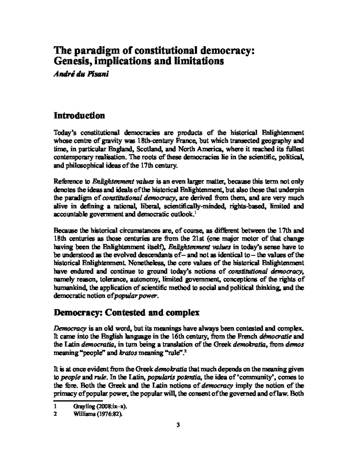 The paradigm of constitutional democracy Genesis, implications and ...
