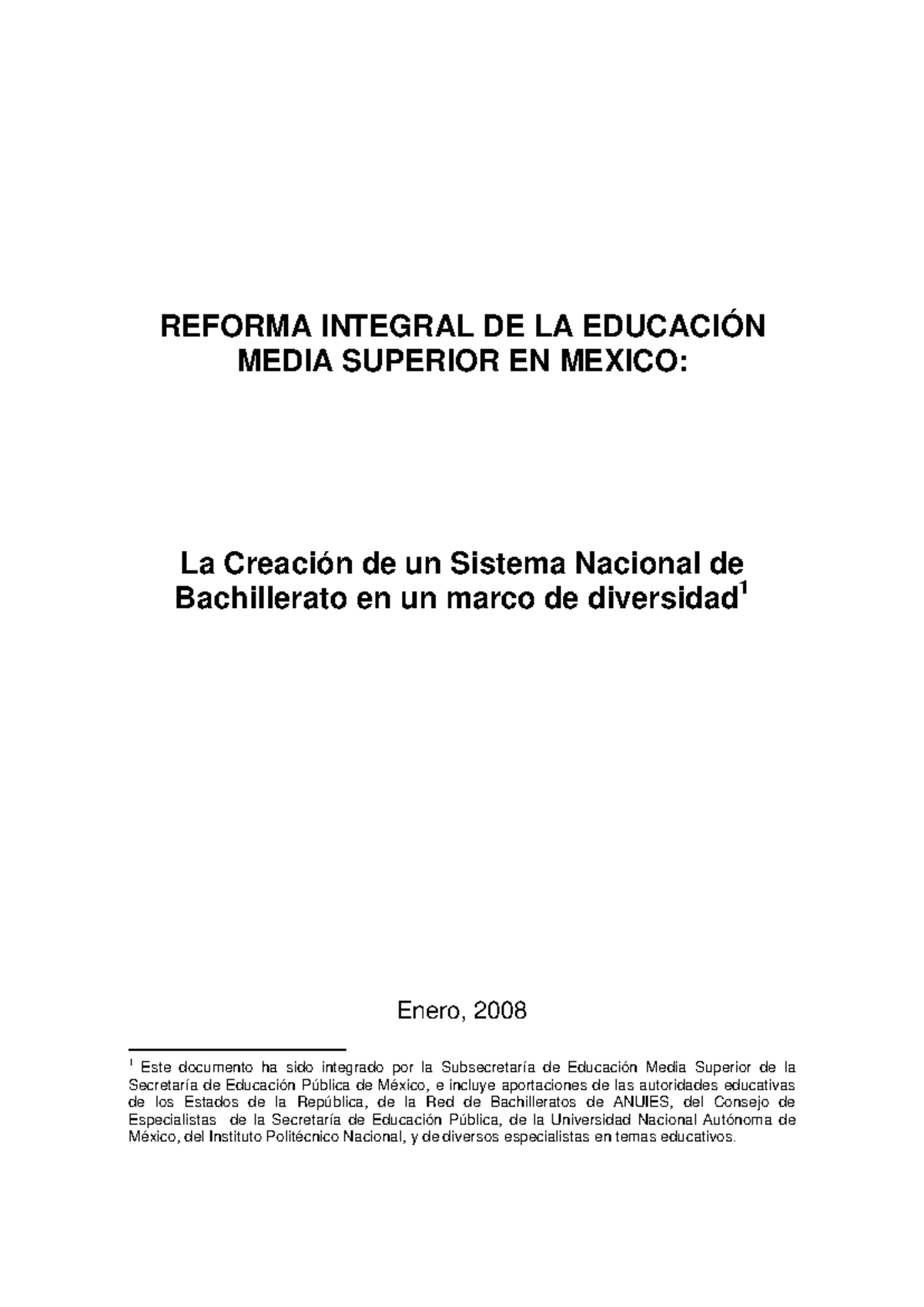 Reforma Integral de la Educación Media Superior en México (EMS) - Enero ...