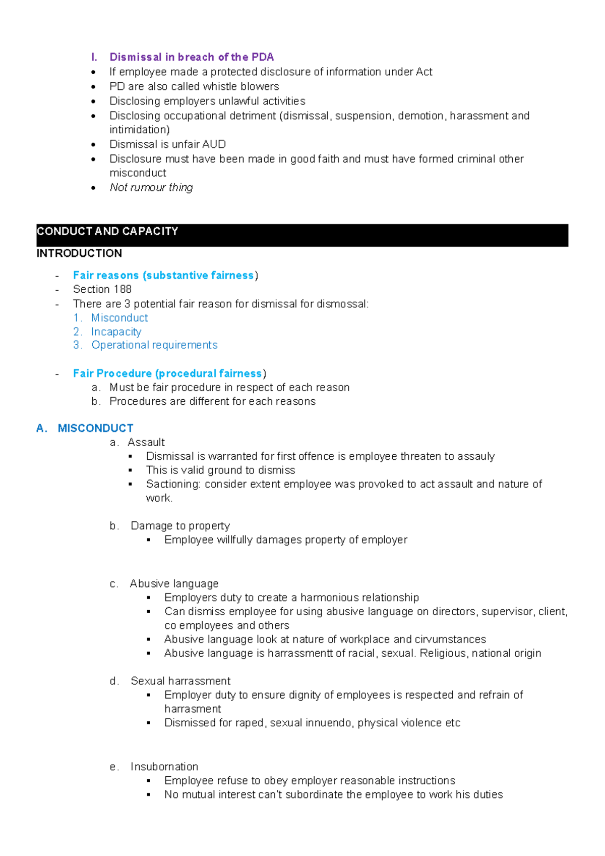 ABR NOTES ON DISMISSAL AND FAIR PROCEDURES (PAGE 15-19) - Studocu