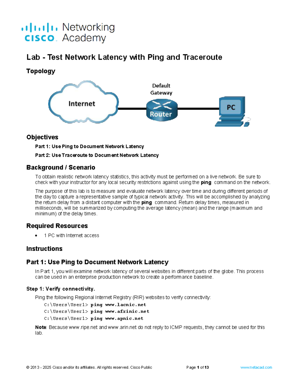 17.4.6 Lab - Measuring Network Latency with Ping & Traceroute - Studocu
