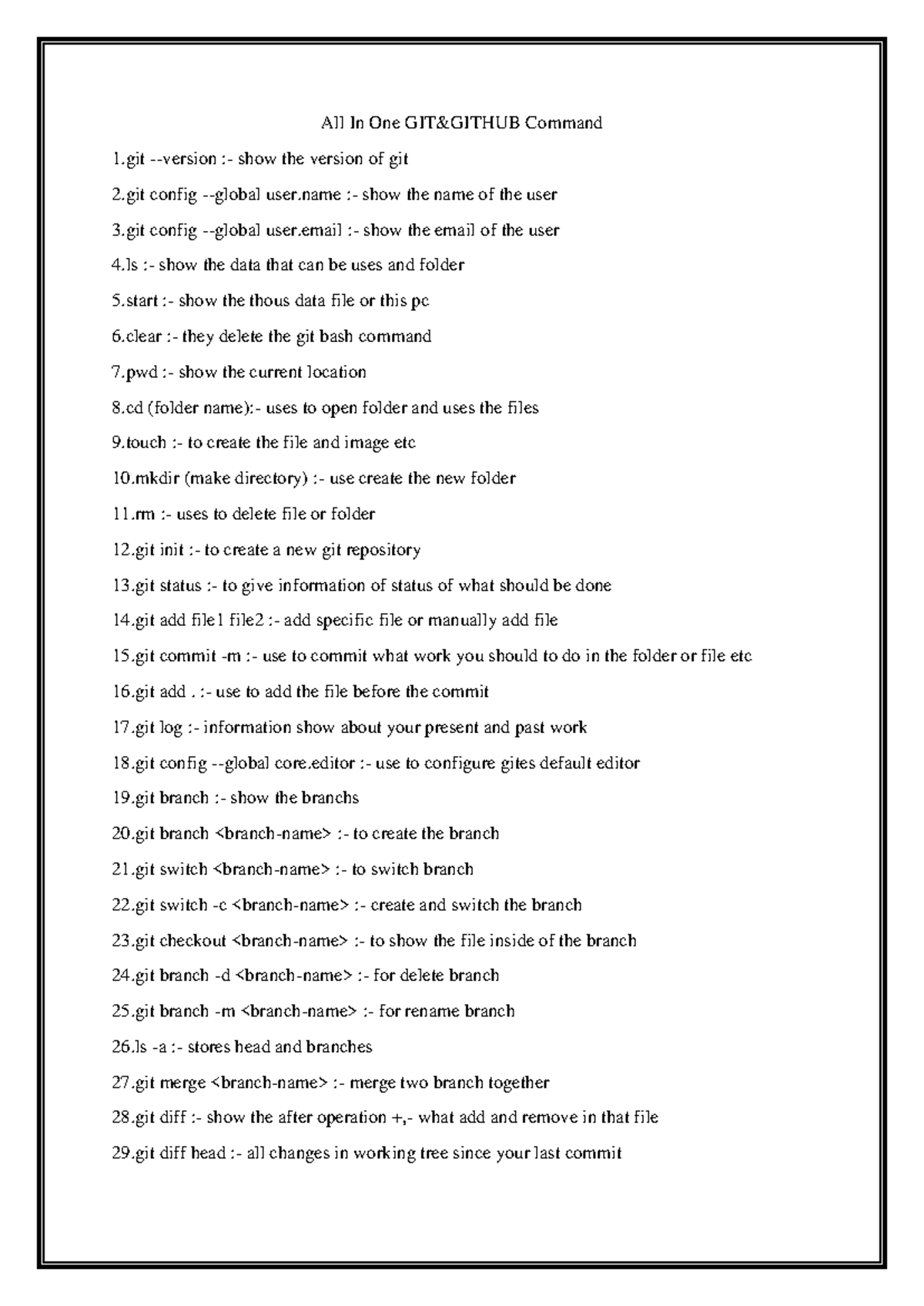 All In One GIT Commands Guide - GIT 101 - Studocu