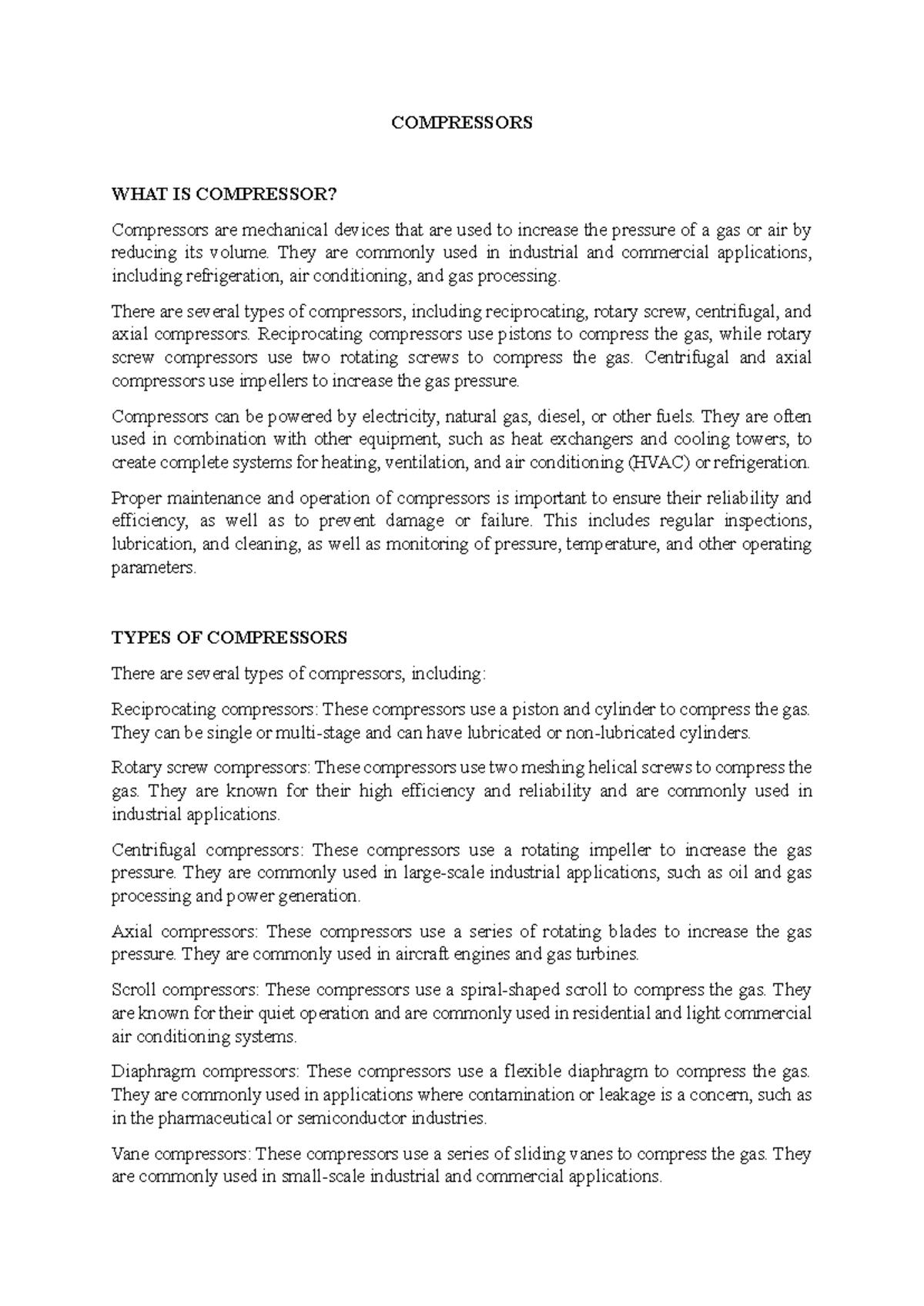 COMP 101: Comprehensive Overview of Compressor Types and Functions ...
