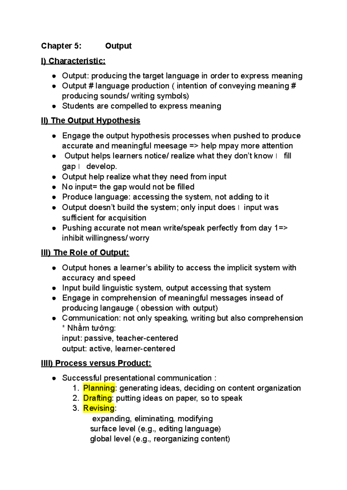 Chapter 5: The Role of Output in Language Production - 2026 - Studocu