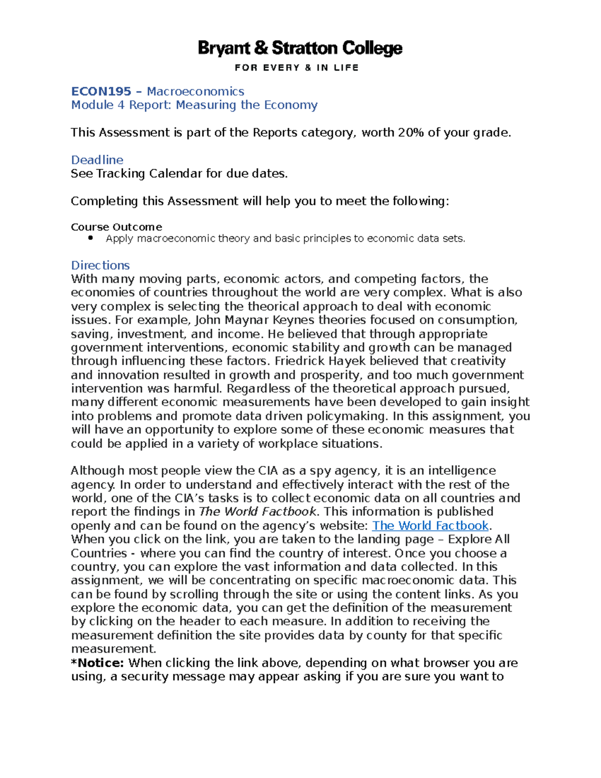 ECON195 - Module 4 Report: Analysis of Economic Measures and Data - Studocu