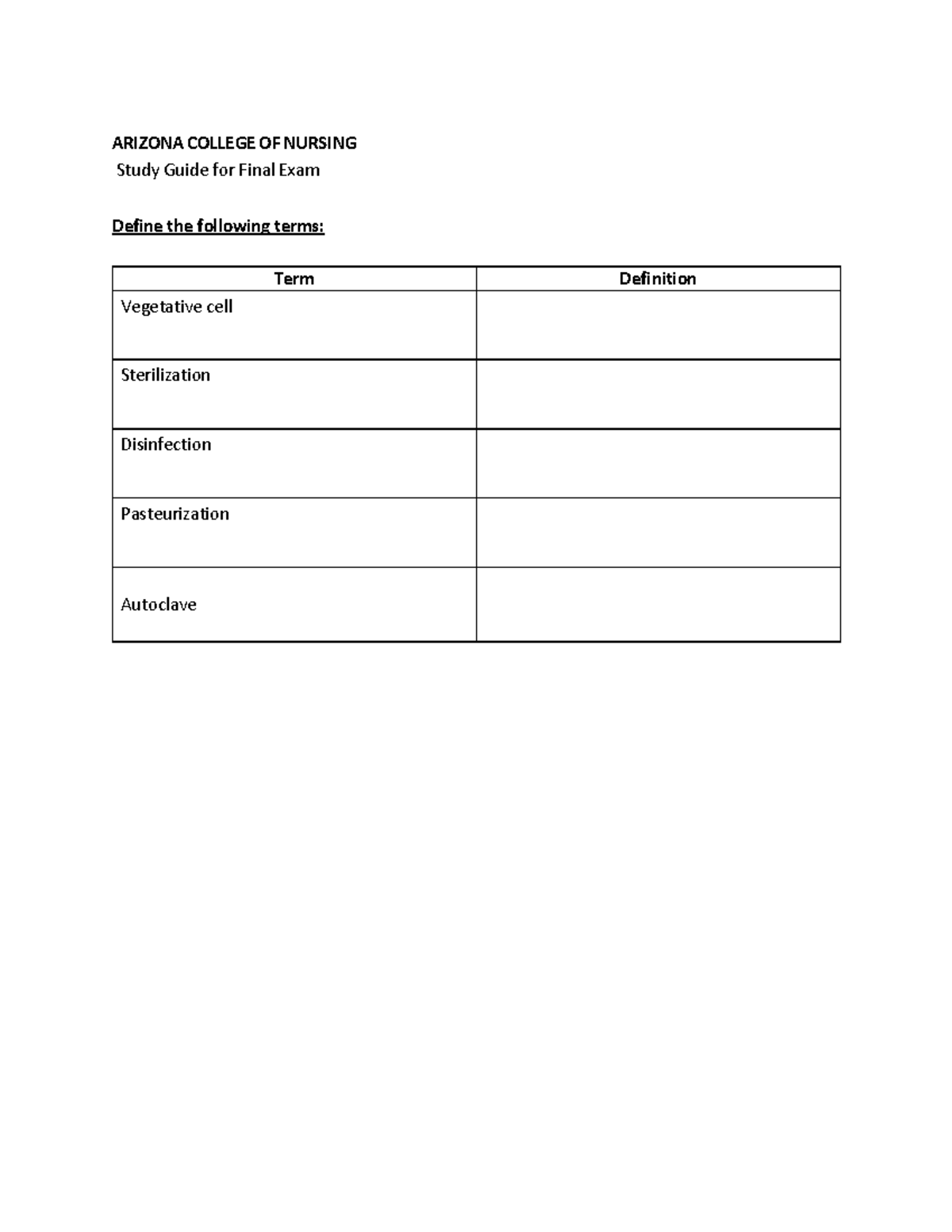 BIO 205 Final Exam Study Guide: Key Concepts & Definitions - Studocu