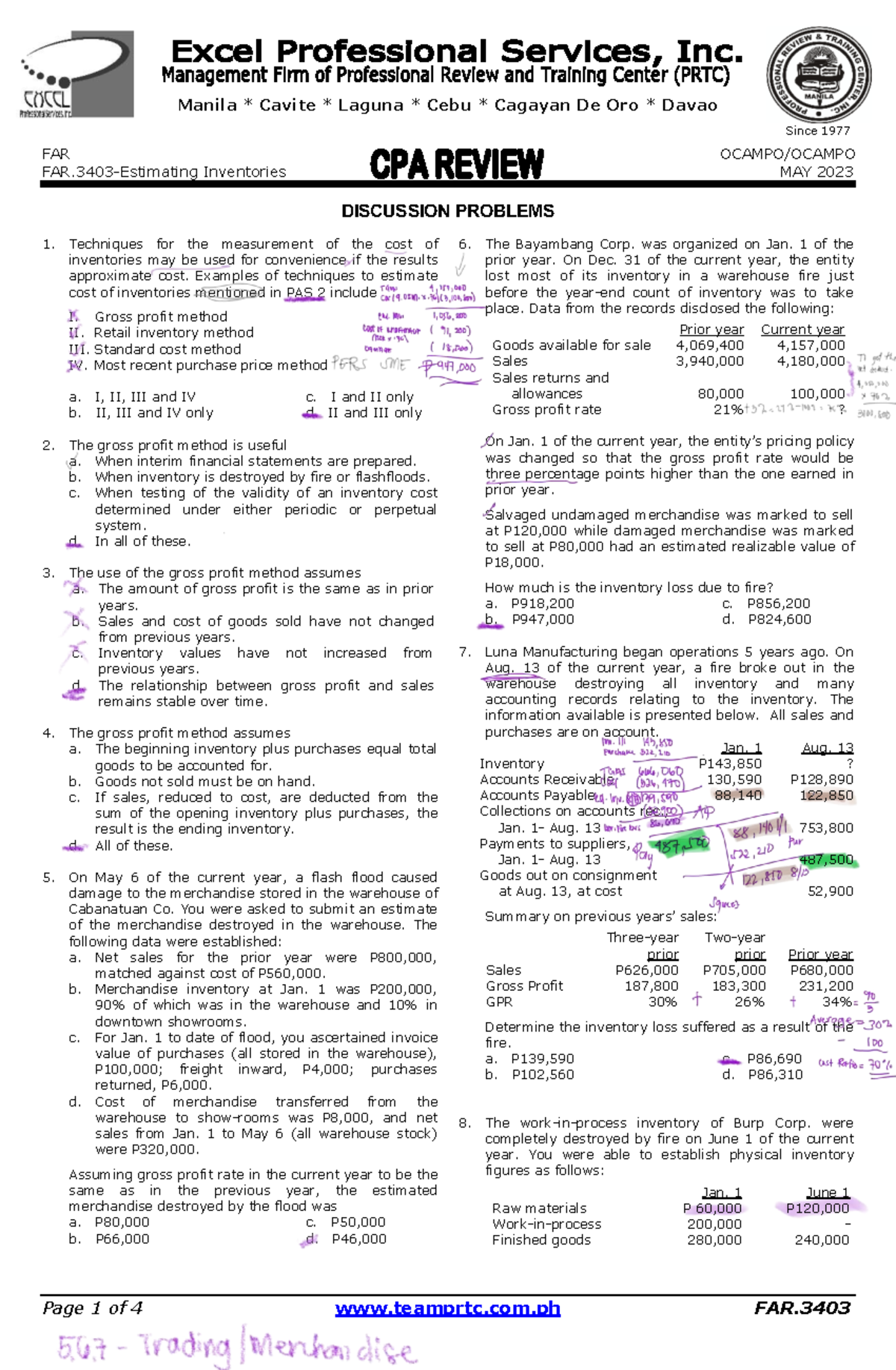FAR.3403 - Inventory Measurement Techniques and Loss Estimation Notes ...