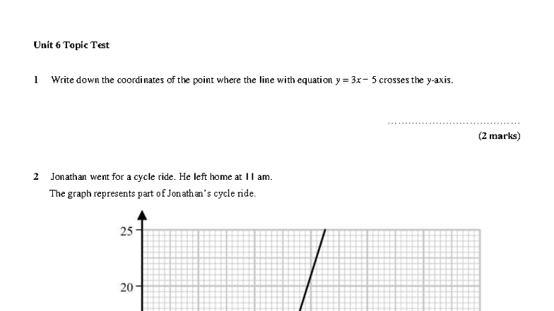Lesson 25 Unit Test - Graphs and Equations Practice - Studocu