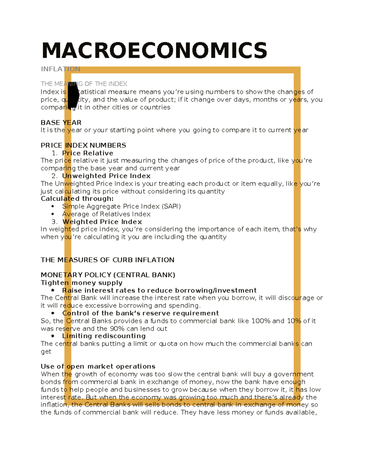 MACRO 101: Understanding Inflation and Price Index Measures - Studocu