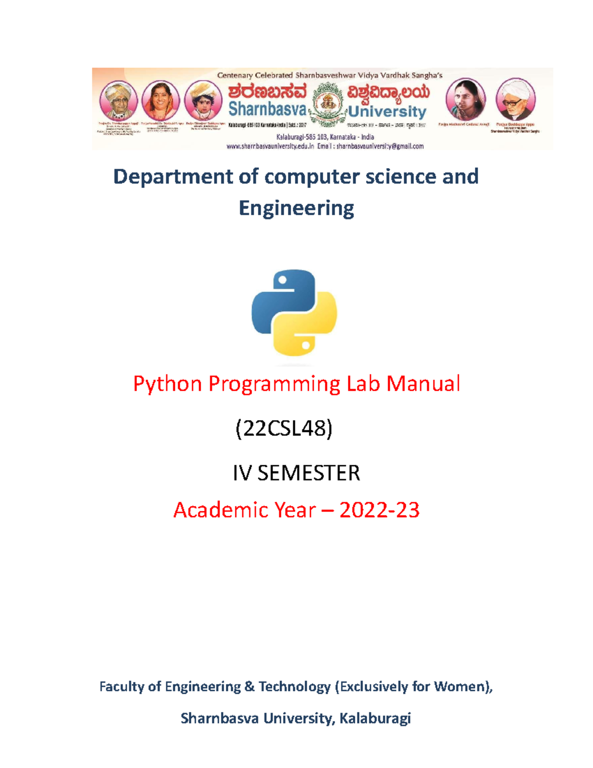Python lab manual Final - Department of computer science and ...