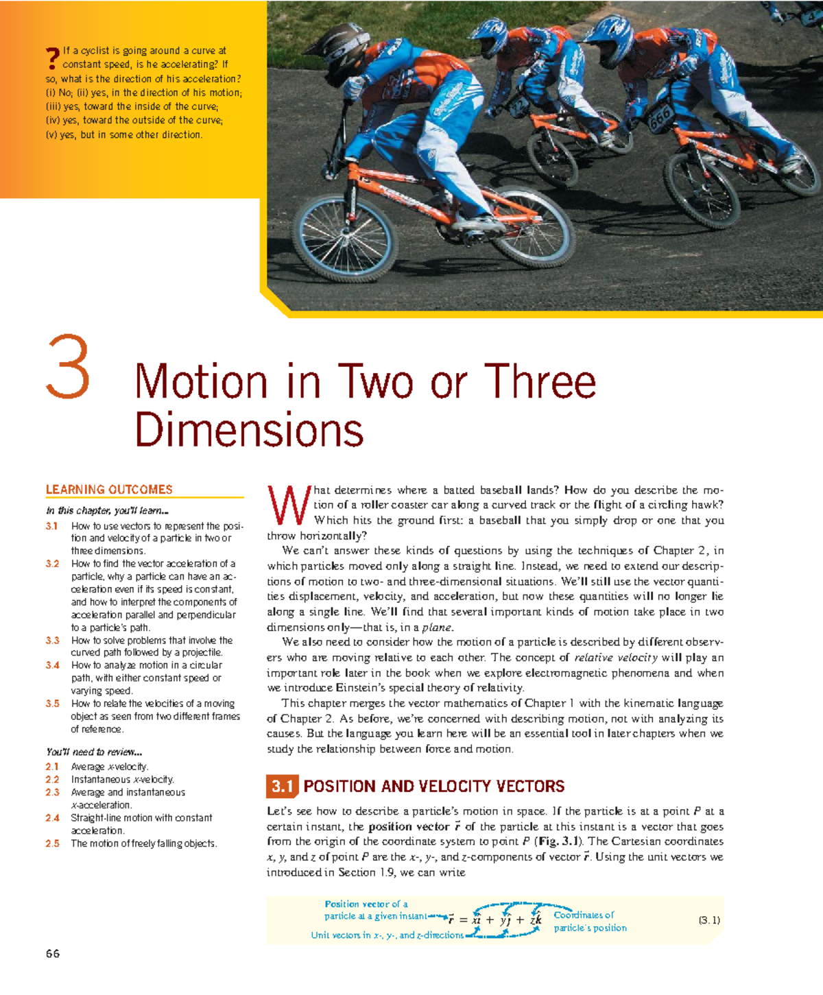 Chapter 3: Motion in Two or Three Dimensions - Studocu