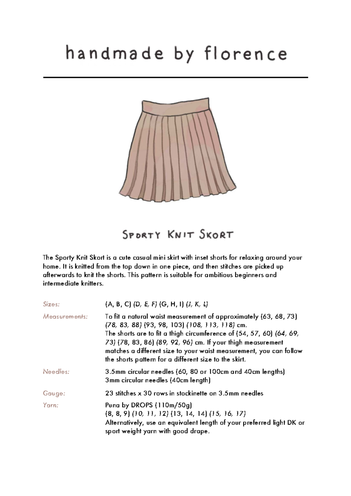 Sporty Knit Skort V1: Casual Mini Skirt with Inset Shorts Pattern - Studocu