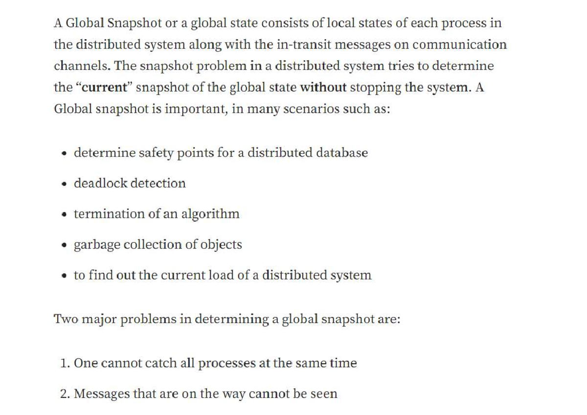 Global State & Snapshot in Distributed Systems (CS101 Lecture Notes ...