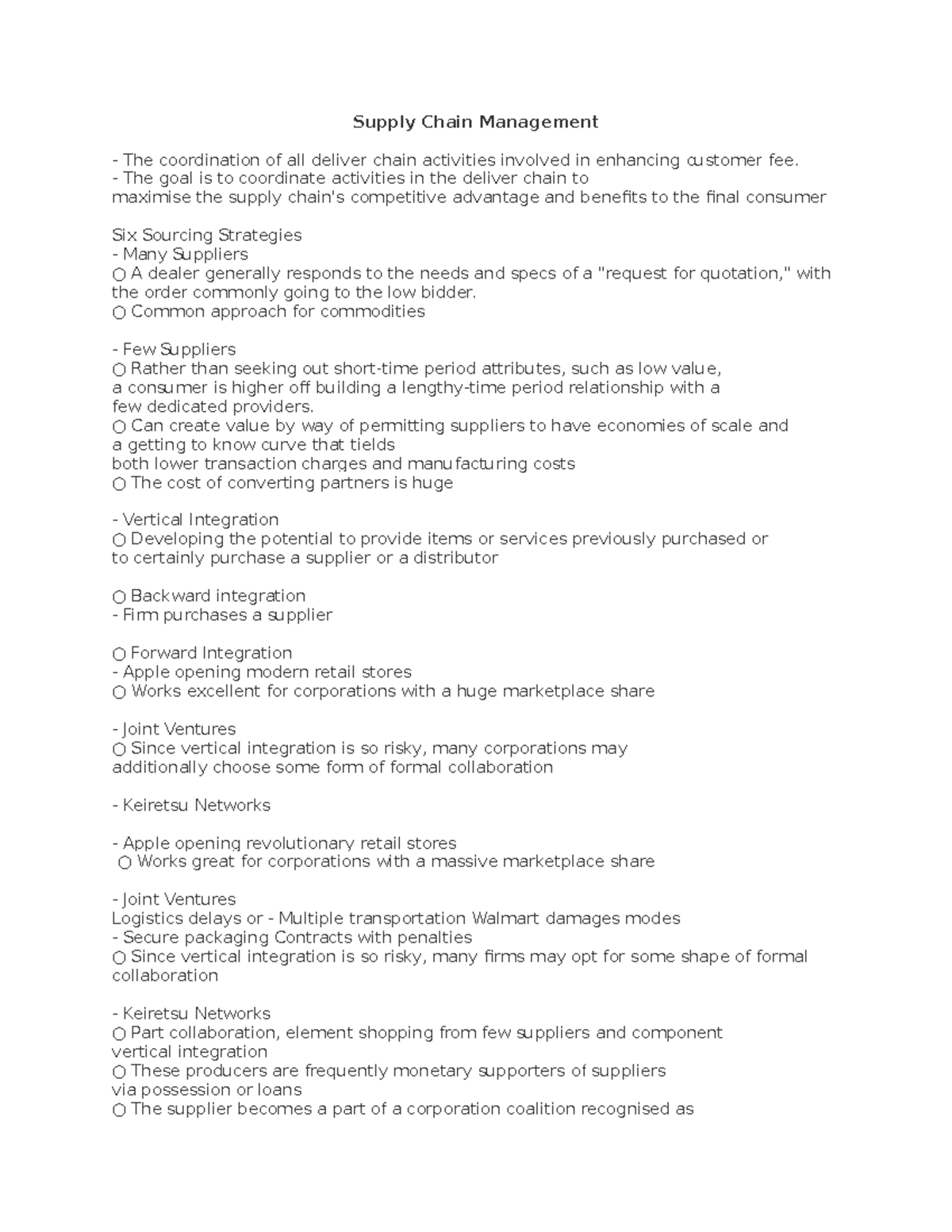Operations and Supply Chain Management IBM 1000 - Chapter 11 Summary ...