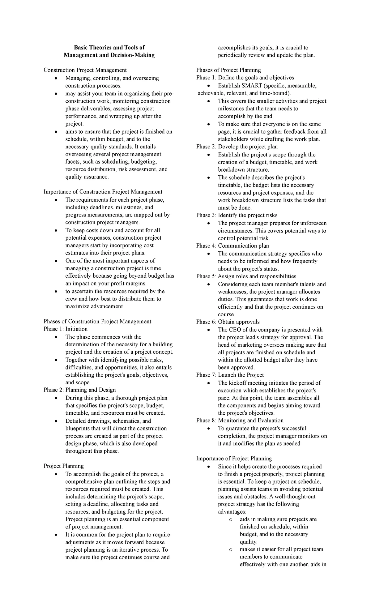 Project Management Notes: Chapter 1 Overview - Studocu