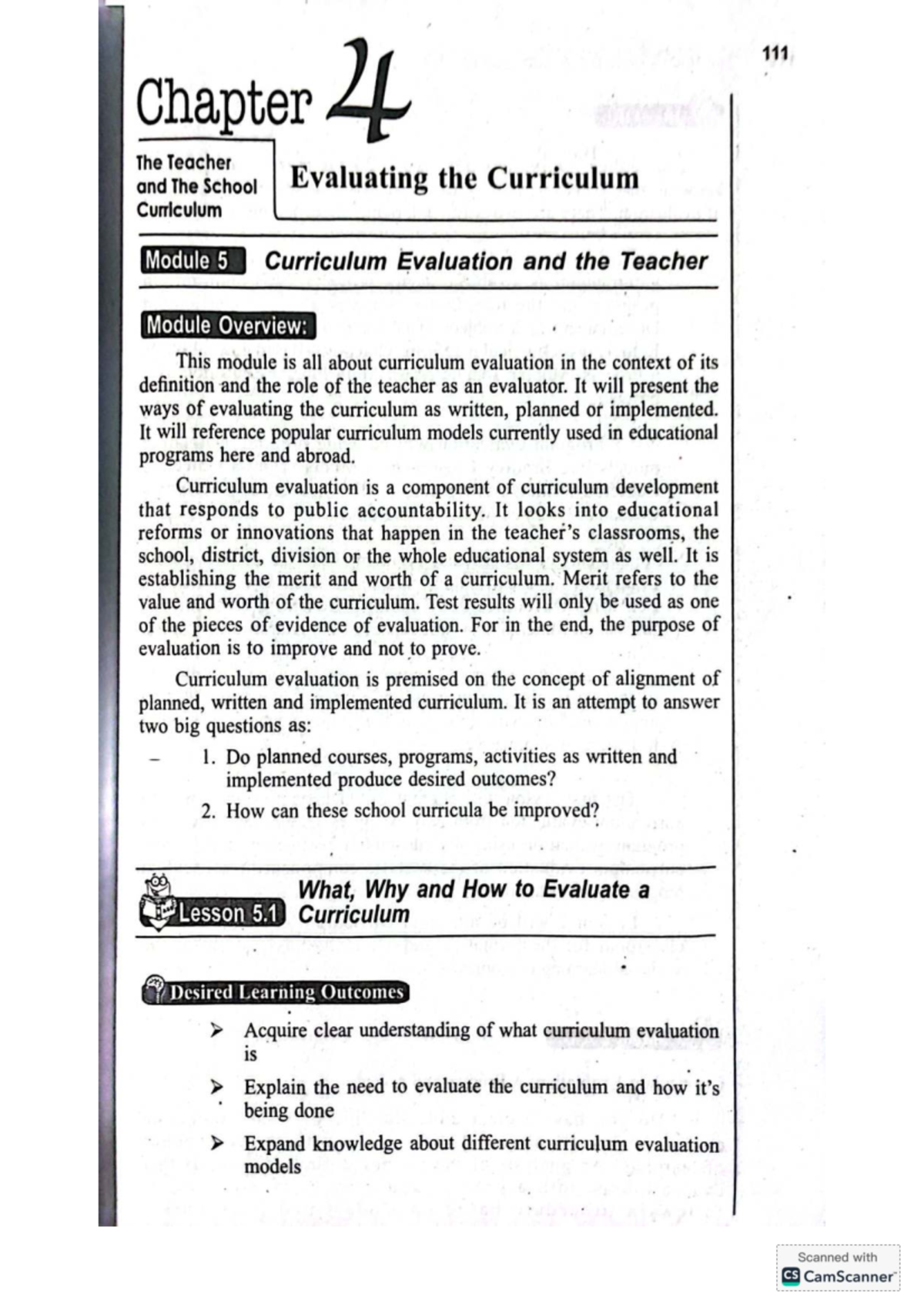 Curriculum evaluation and the teacher: Module 5 overview and models ...