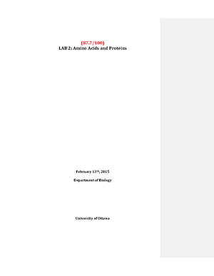 BCH2333 - uOttawa - Introduction to Biochemistry - Studocu