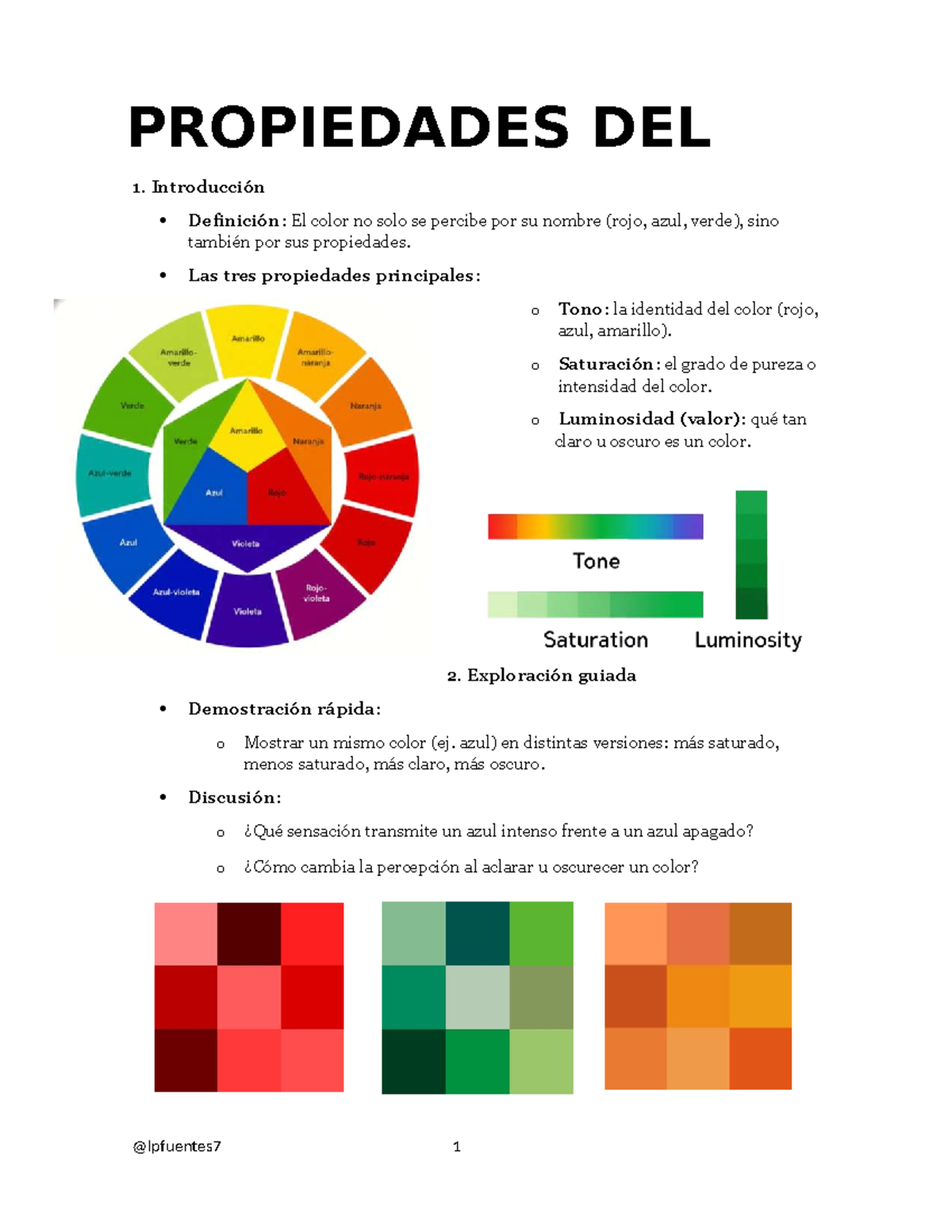 Propiedades del Color: Tono, Saturación y Luminosidad en Clase - Studocu