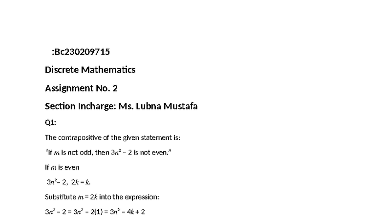 MTH202 Discrete Mathematics Assignment No. 2 Solutions - Studocu