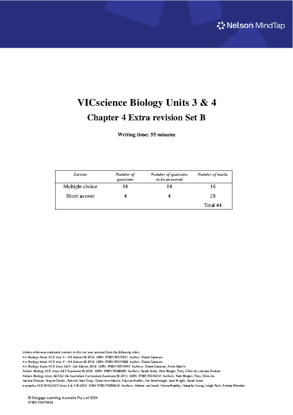 VCE Biology Units 3 & 4: Chapter 4 Extra Revision Set B Answers - Studocu