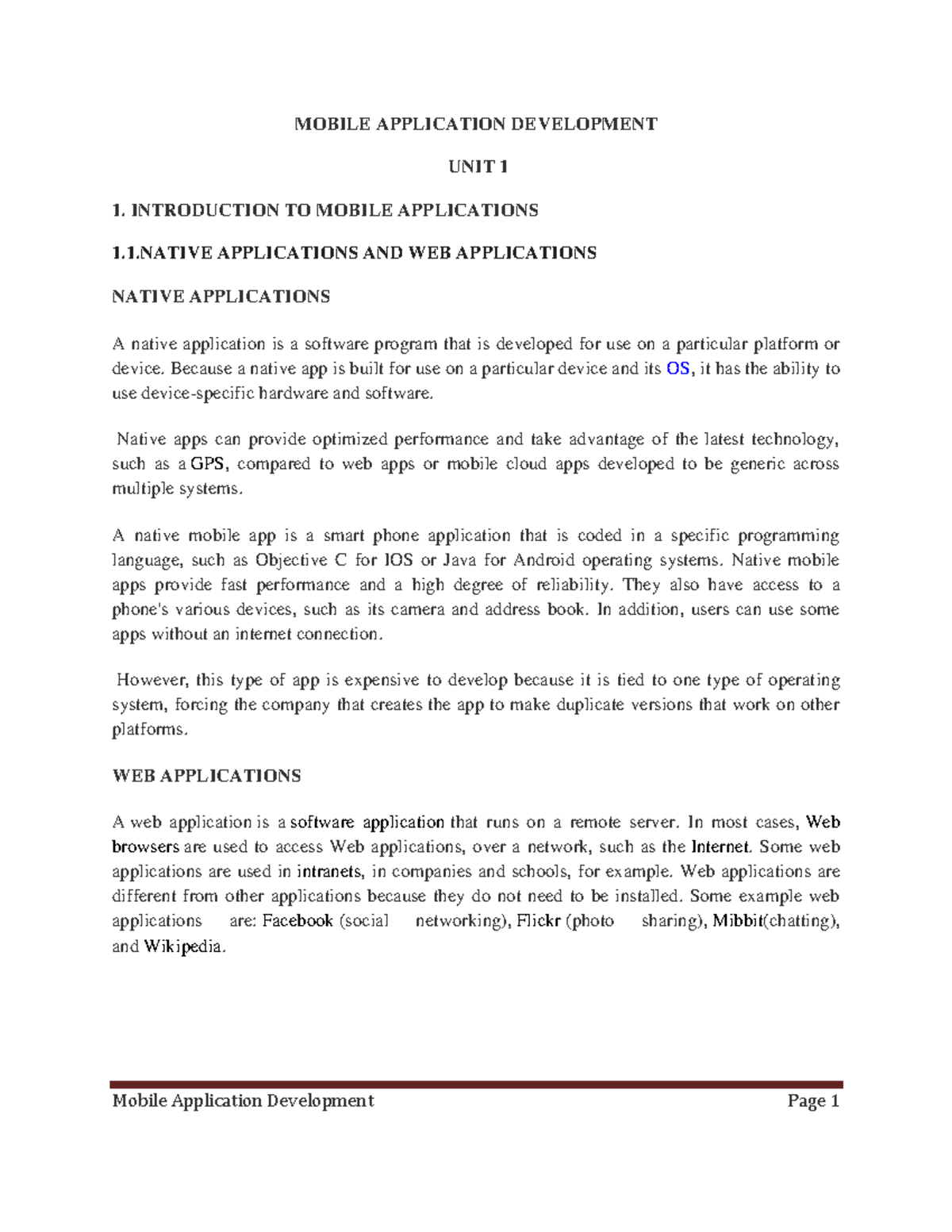 Mobile Application Development: Unit 1 Overview (3MAD 1) - Studocu