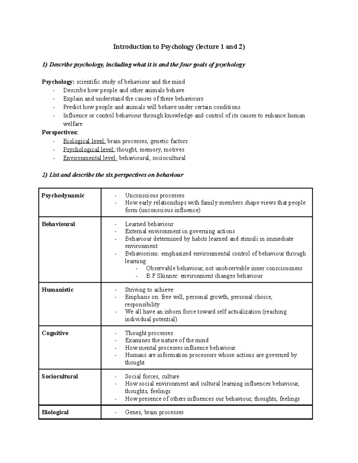Introduction to Psychology (PSYC 101): Final Exam Review Notes - Studocu