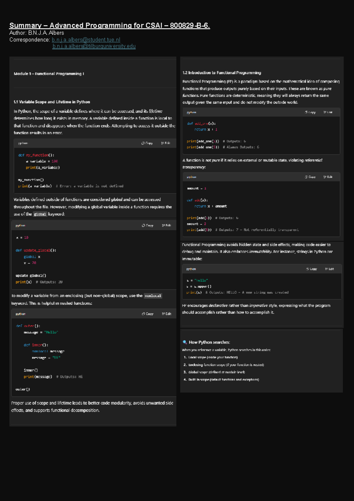 Summary Advanced Programming - Advanced Programming CIS (HAIT/CSAI ...