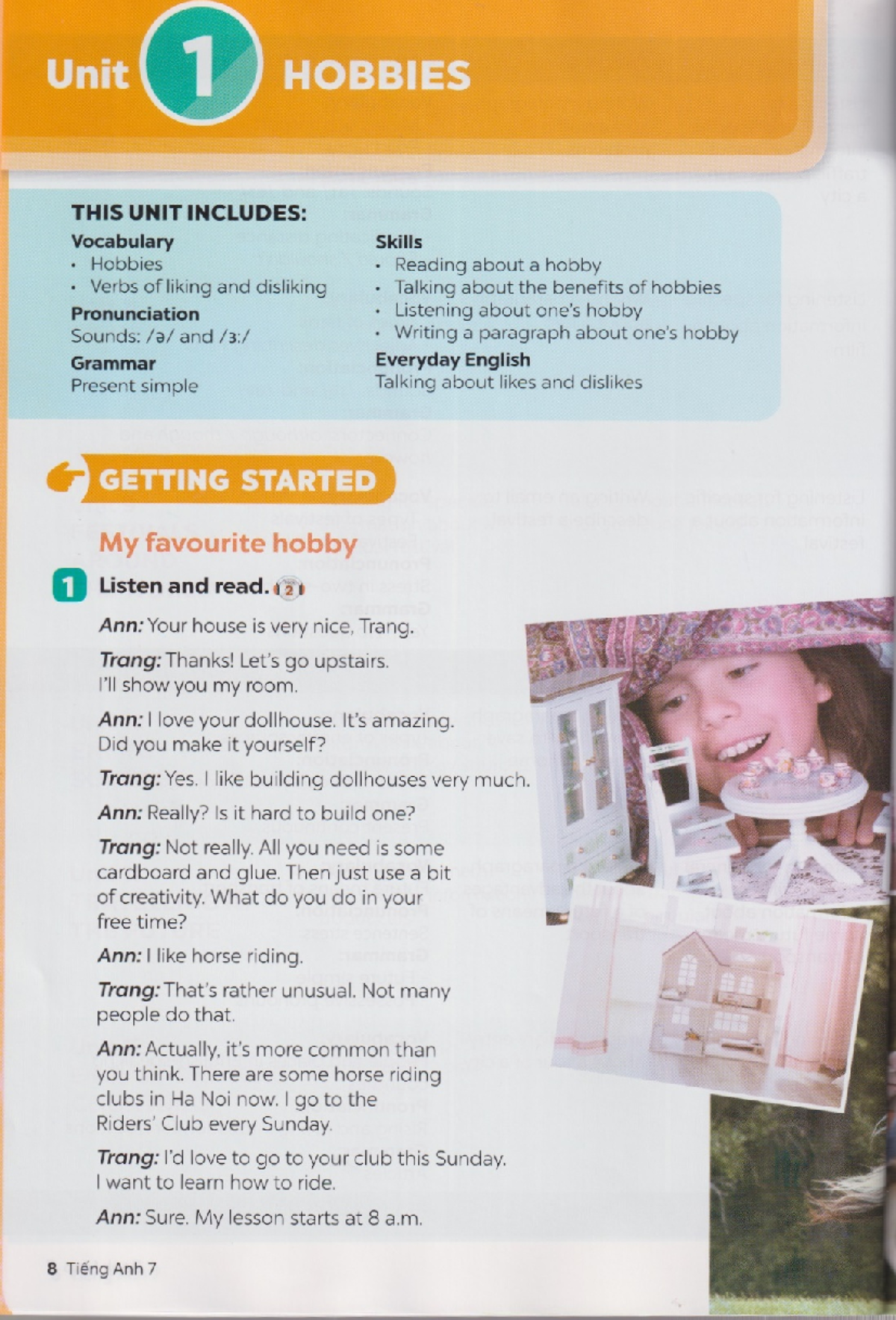 Unit 1 - Hobbies: Vocabulary, Grammar, and Activities for Tieng Anh 7 ...