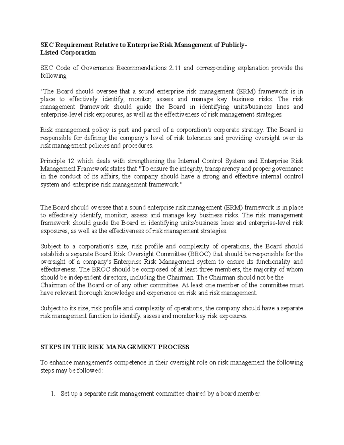 Risk-management-2 - Entrep - SEC Requirement Relative to Enterprise ...