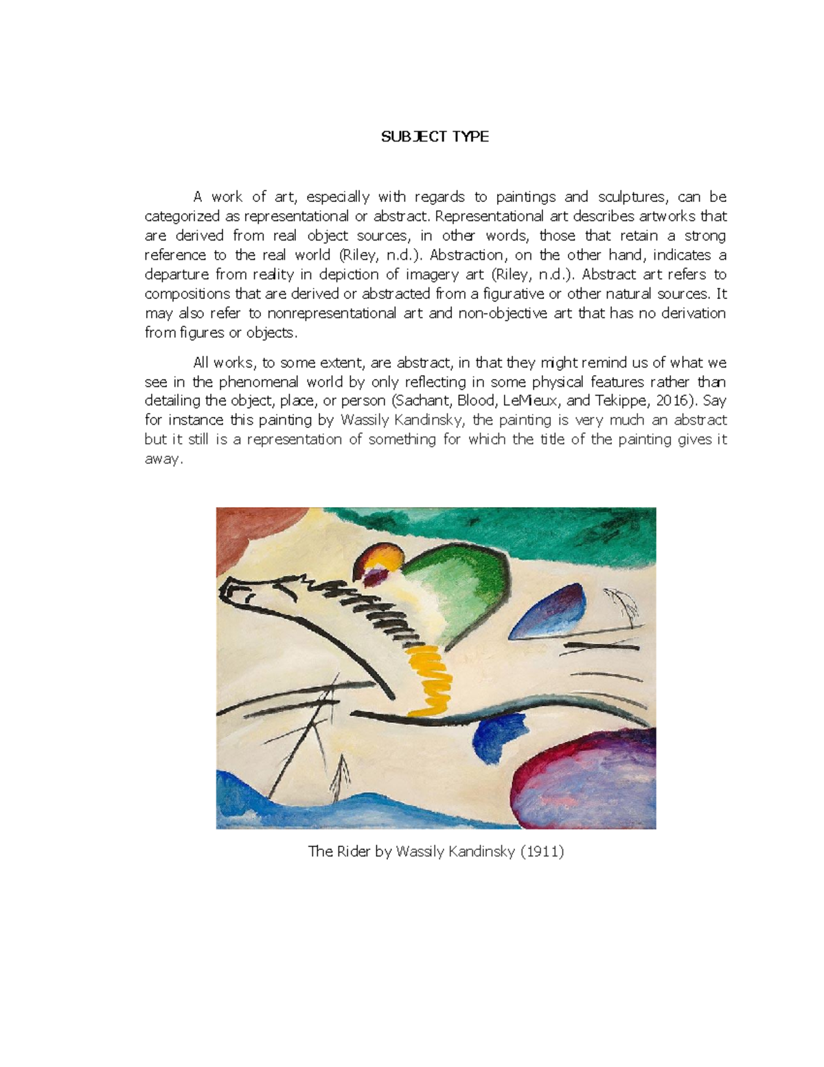 Subject Types in Art: Representational vs. Abstract Analysis - Studocu