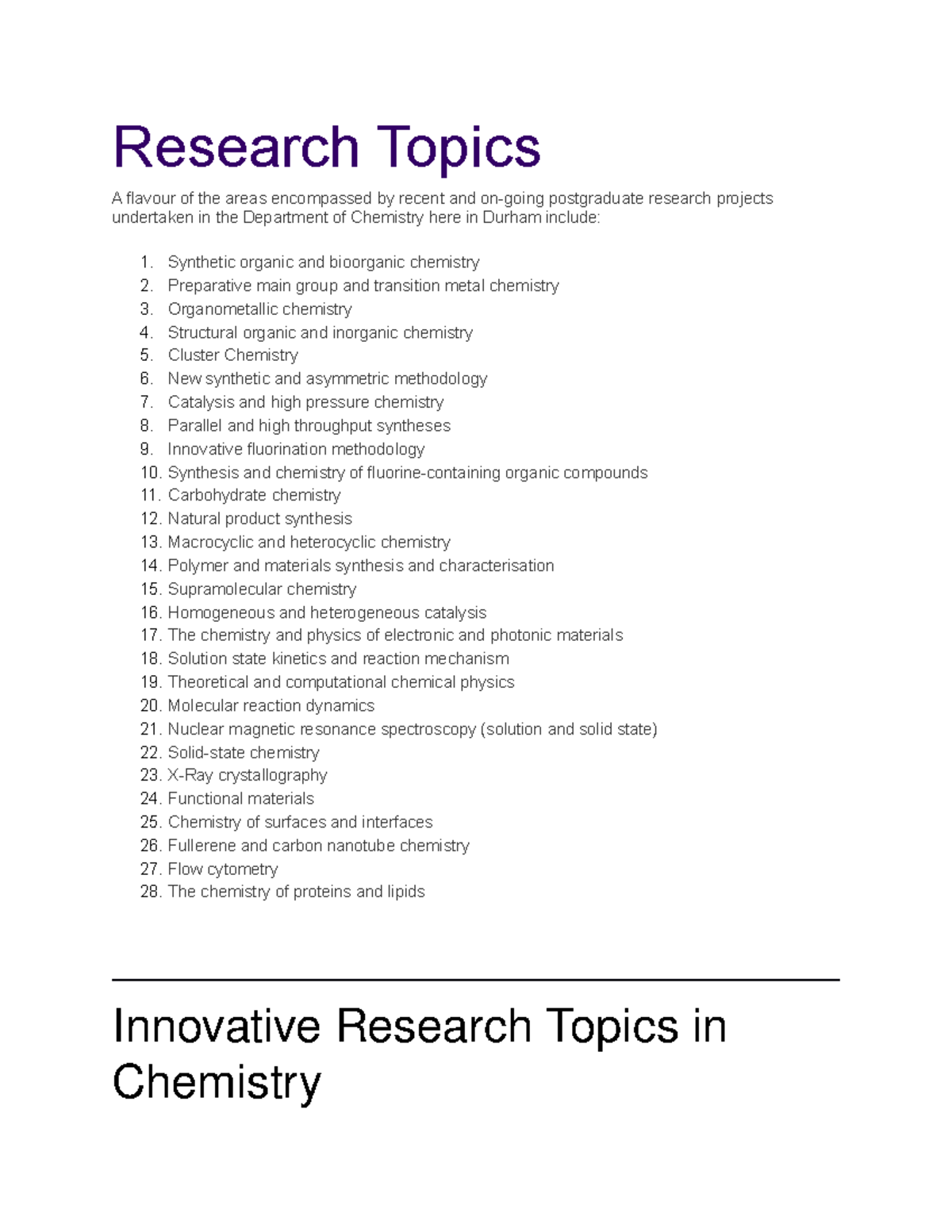 Chemistry Research Topics for Undergraduates: Innovative Ideas to Explore