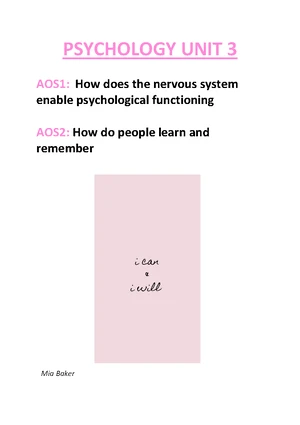 VCE Psychology Unit 3 AoS 2 SAC - Learning & Memory Activities Guide ...