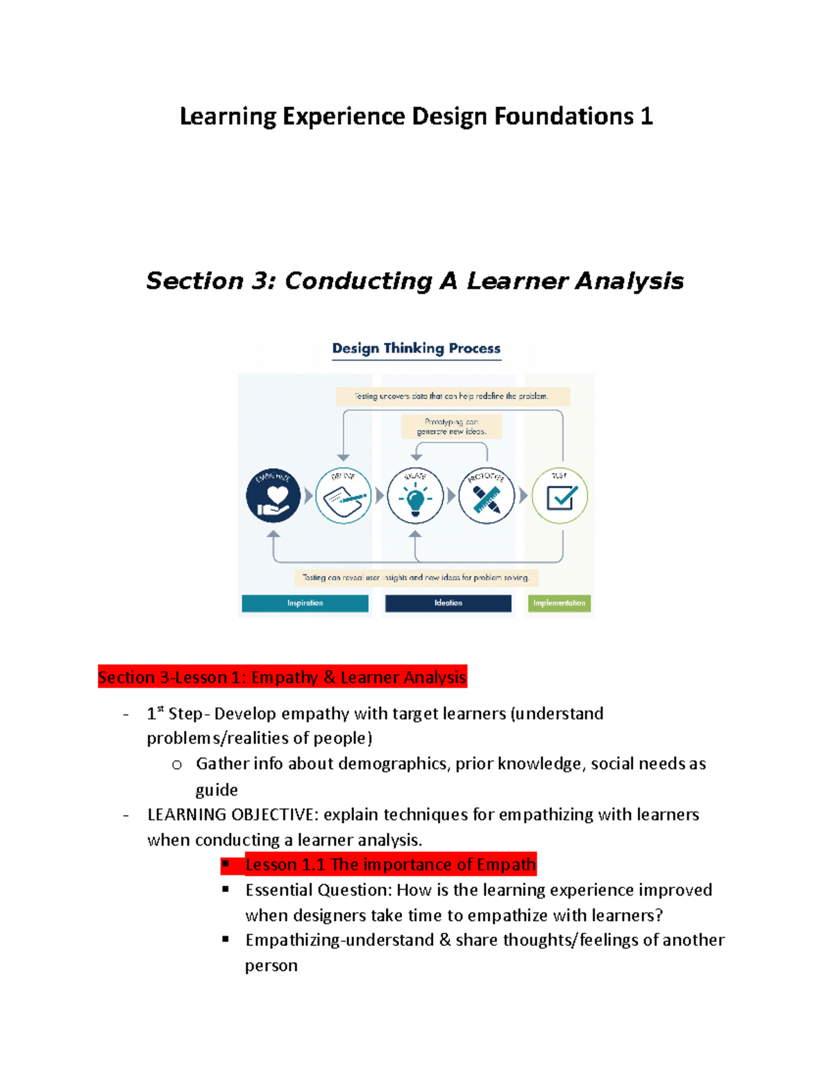 Section 3 Notes - Learning Experience Design Foundations 1 Section 3 ...
