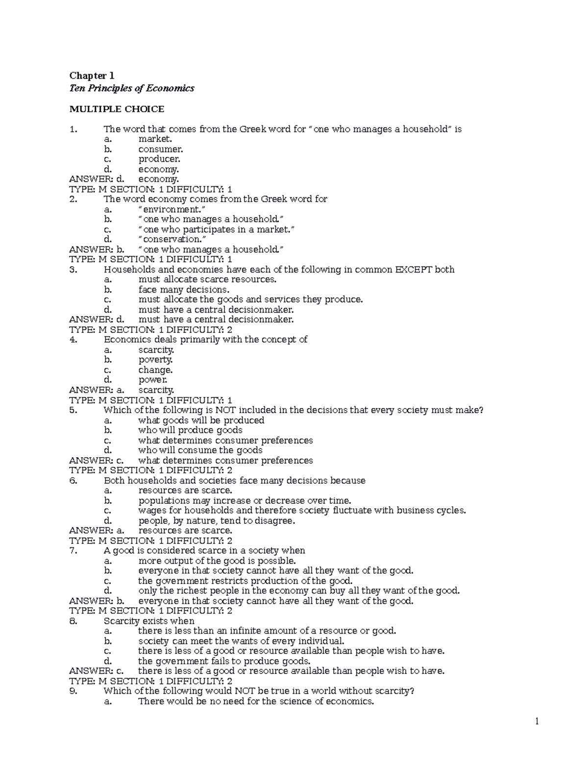 Chapter 1 - english note - Chapter 1 Ten Principles of Economics ...