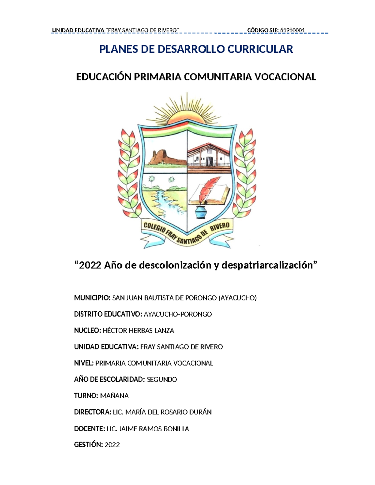 PDC 2DO Primaria 2022: Plan de Desarrollo Curricular Vocacional - Studocu